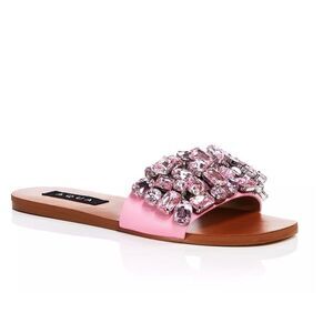 AQUA Women's Paris Embellished Slide Sandals Pink